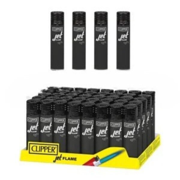 Clipper Electronic Jet Lighter Display 48CT- Soft Touch Black