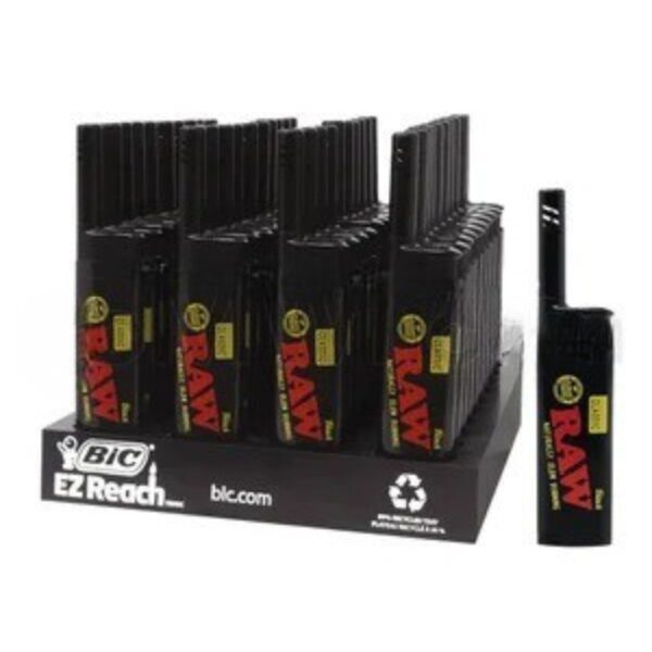 Raw EZ Reach Bic Lighter 4.5" 40CT/BX - Black