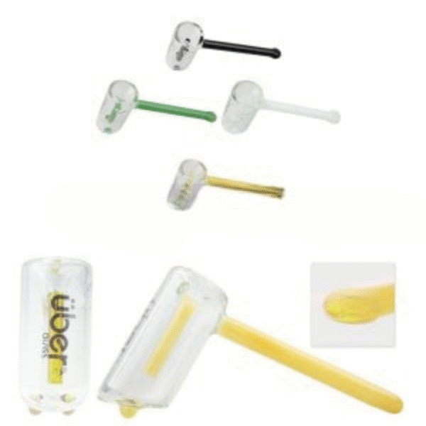 Uber Glass 6" Hammer Bubbler w/ Flat Mouthpiece - Asst. Solid