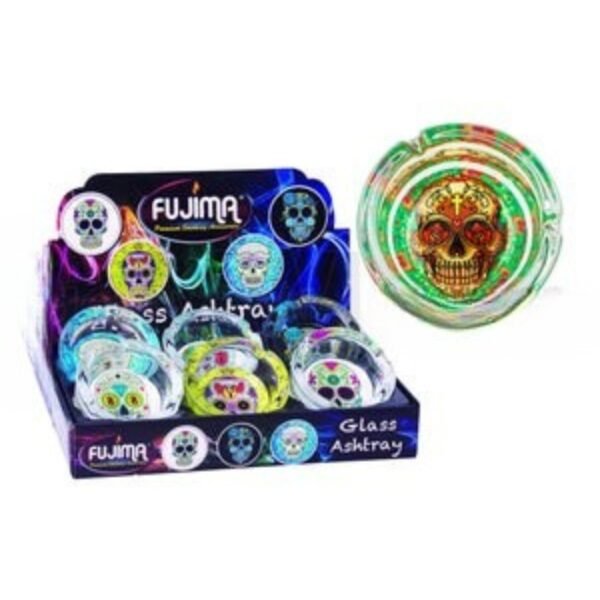 Ashtray Glass Plain Skull Designs 6CT/BX 6bx/cs