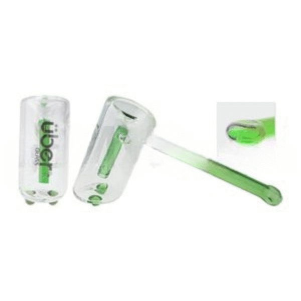 Uber Glass 6" Hammer Bubbler w/ Flat Mouthpiece - Green
