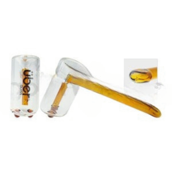 Uber Glass 6" Hammer Bubbler w/ Flat Mouthpiece - Amber