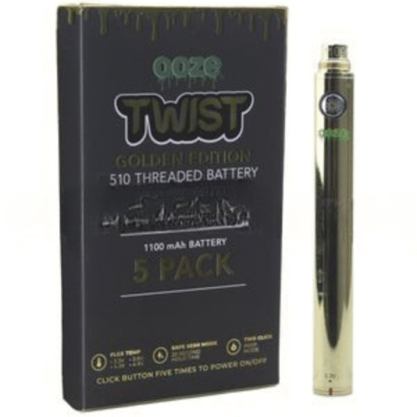 Ooze Twist Battery 1100mah/3.3v-4.8v 5CT/BX - Gold
