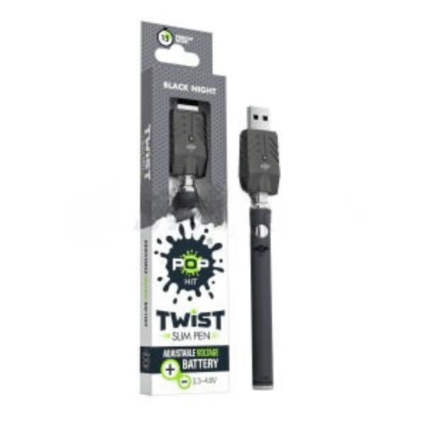 Pop Hit Slim Twist 320mAh VV Battery 30PC/BX - Black Night